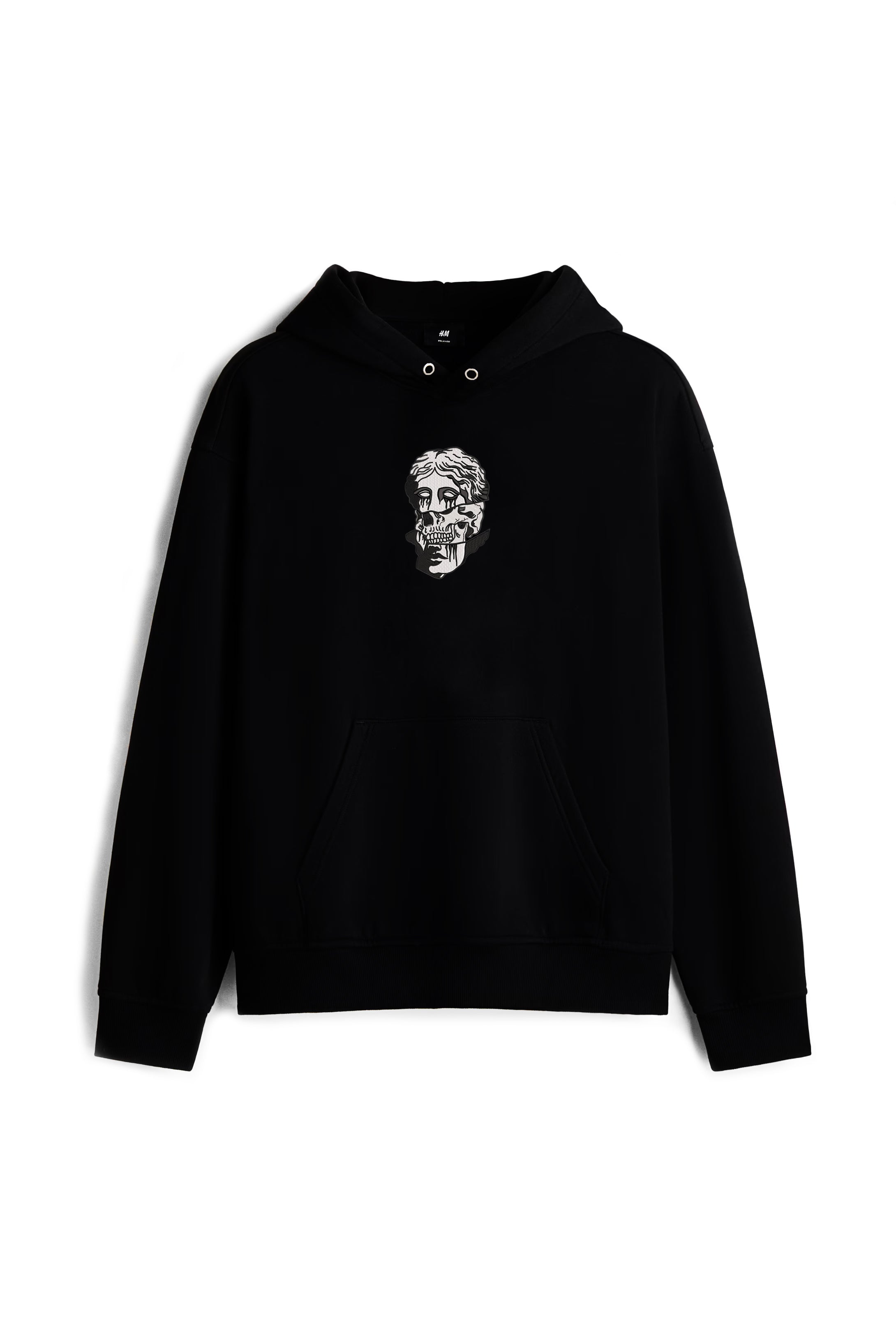 Greek Aesthetic Skull & Statue Embroidered  Loose Fit Hoodie 2