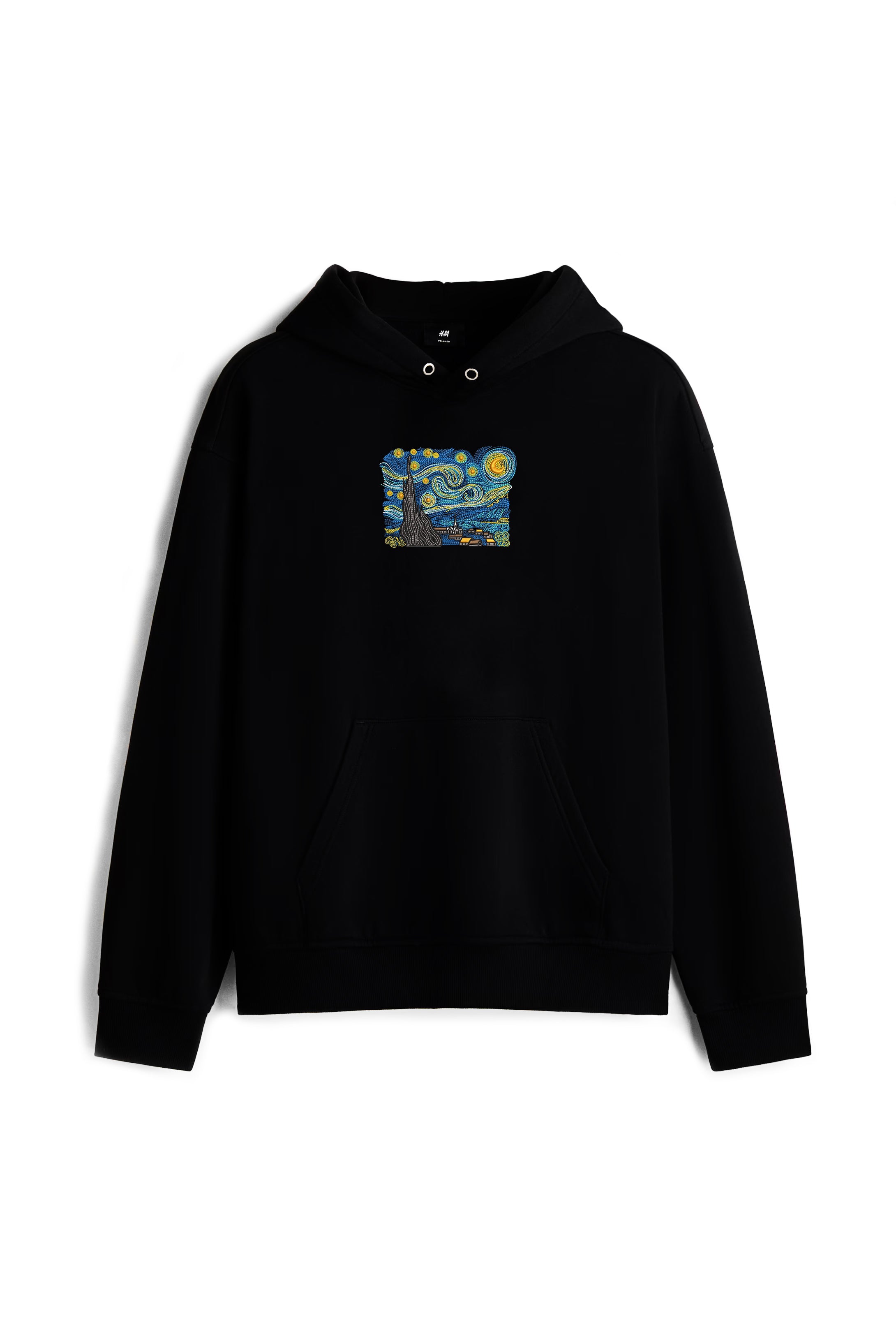 Van Gogh Inspired Embroidery Loose Fit Hoodie